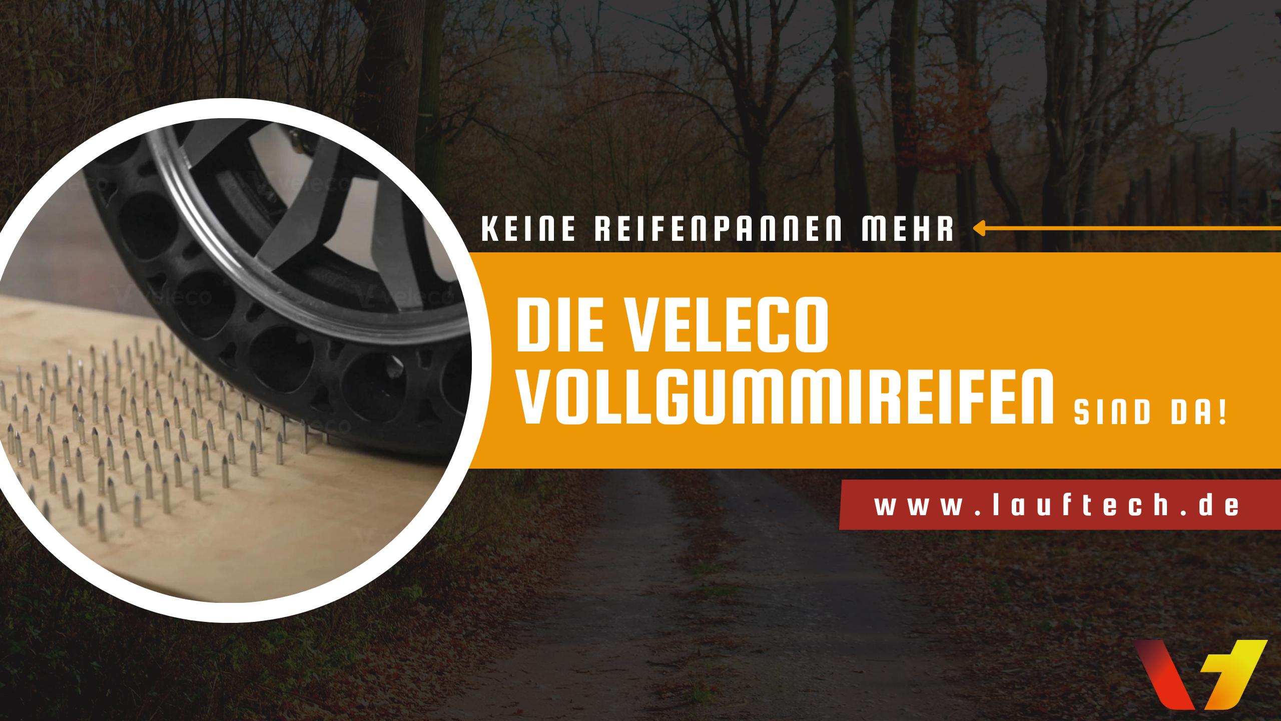 Lauftech - Vollgummireifen für Veleco-Mobilitätsroller und alle ähnlich konstruierten Roller